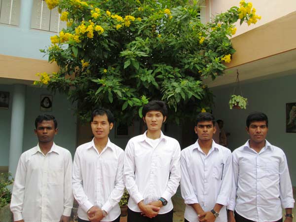 (From left to right) Br. Joshua Anton, Br. James Thanit, Br. Peter Ravee, Br. Akhil Joseph and Br. Rajendra Kumar