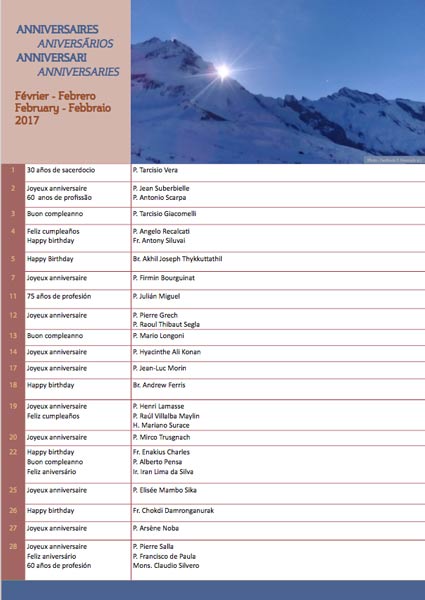 Fechas para febrero