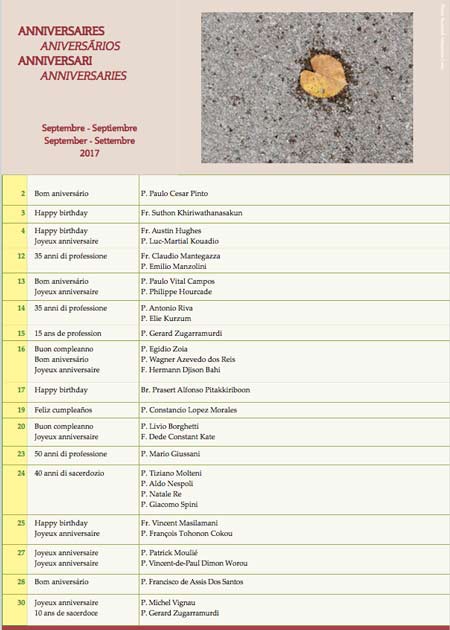 Fechas para septiembre