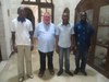 De izquierda a derecha: Firmin Evasié (novicio de África central), Jacky Moura (maestro de novicios),  Joseph (novicio de Burkina Faso) y Habib (novicio de Benín) en Belén