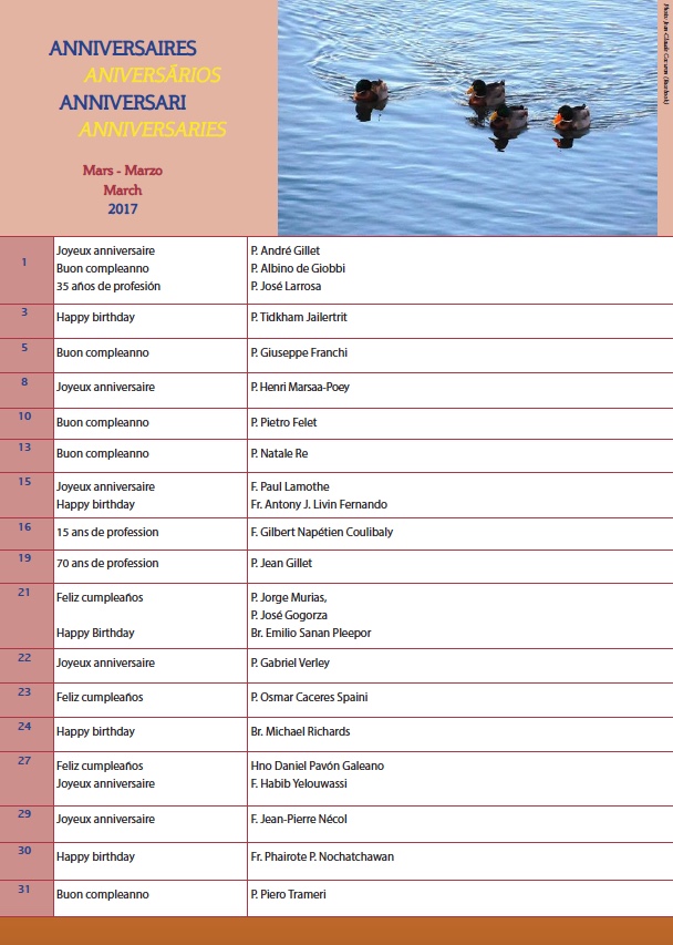 Événements du mois de mars