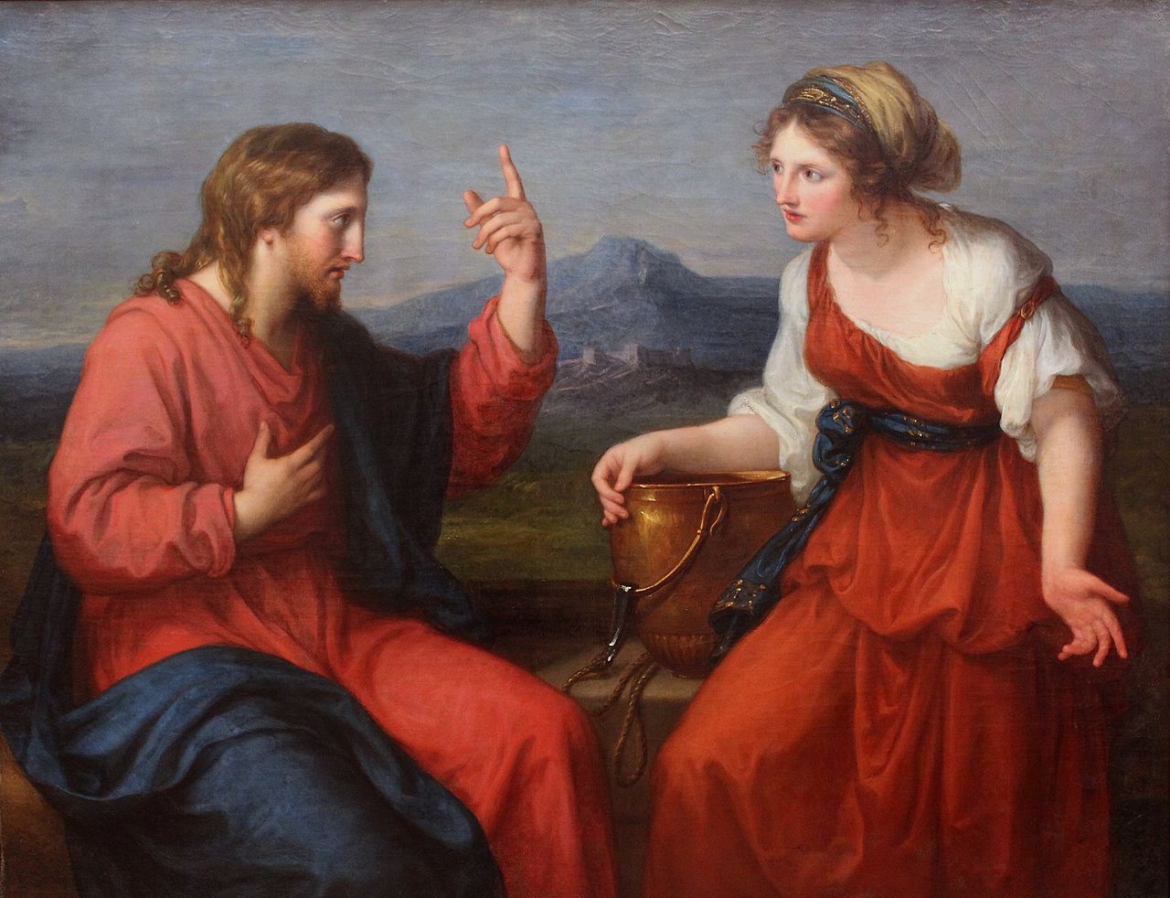 Jésus et la Samaritaine au puits de Jacob  par Angelika Kauffmann (Munich, Neue Pinakothek)