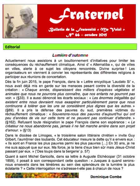 Fraternel numero 66 - ottobre 2015