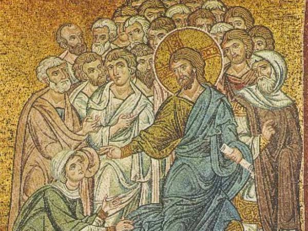 Gesù guarisce  l’emorroissa,  mosaico della  Cattedrale  di Monreale (Sicilia), 1189